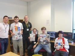 Will Roberts with students and Neil Carr from Barnsley stop smoking service.