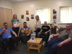 Service users and staff in Newton Lodge's new library