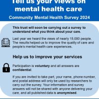 Read more: Tell us your views on mental health care – community mental health survey 2024