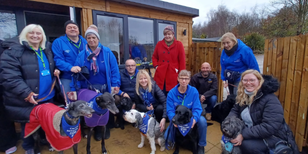 Group of people with dogs