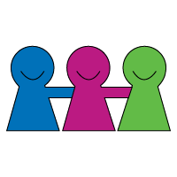 an icon representing a supportive group with an arm supporting each person