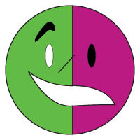 an icon with 2 different looks to represent mixed emations on a face
