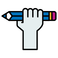 an icon of a hand holding a pencil