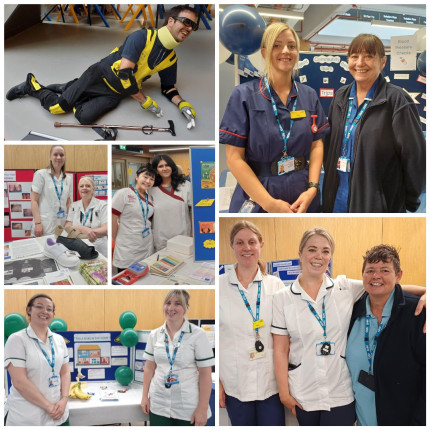 Photo collage of staff at an event