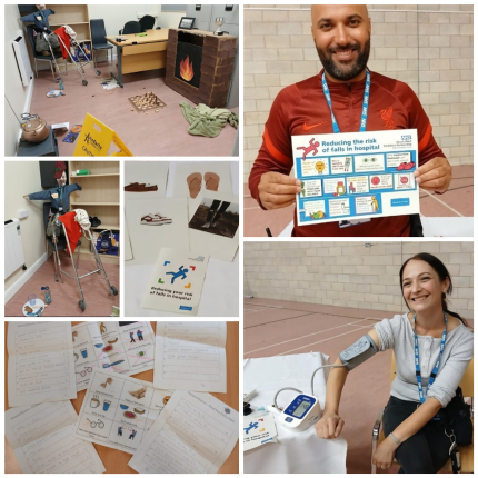 A collage of photos from a falls awareness event