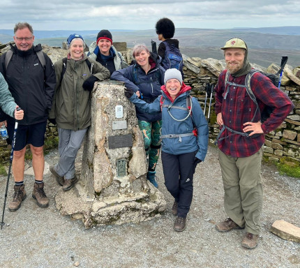 Image of staff from the enhanced intervention in psychosis (EIP) team, older people’s service (OPS), and Calderdale enhanced team during their Yorkshire Three Peaks challenge.