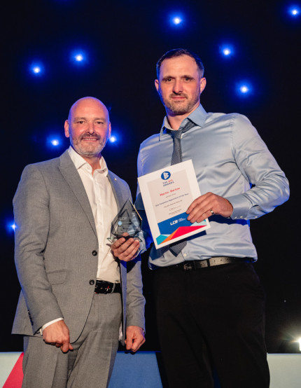 Martin Barlow presented his Site Carpentry of the Year award by host