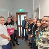Colleagues standing outside the Kirklees sensory room