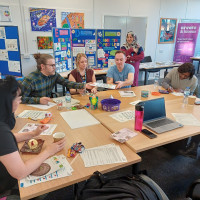 Group discussion at a table