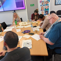 Group discussion at a table