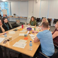 Group discussion at a table