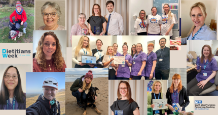 Collage of photos containing our dietitians across the Trust
